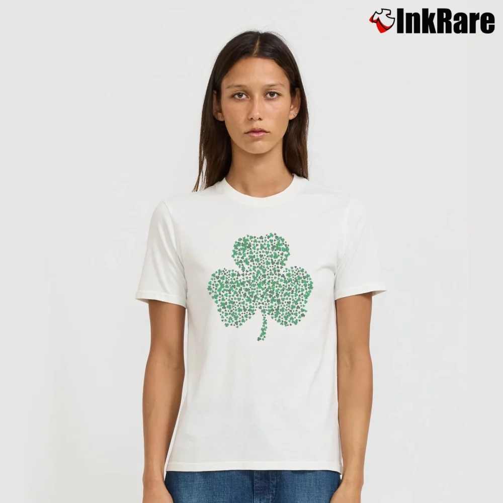 Women’s St. Patrick's Day Shamrock Clover Signature T-Shirt in white | Soft, Flattering Fit
