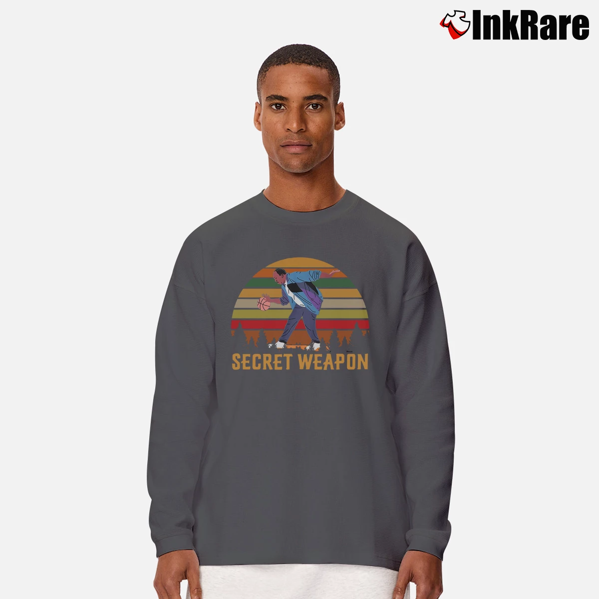 Men’s Stanley Hudson Basketball The Office Long-Sleeve Shirt in charcoal | Sleek, Lightweight, Year-Round Wear