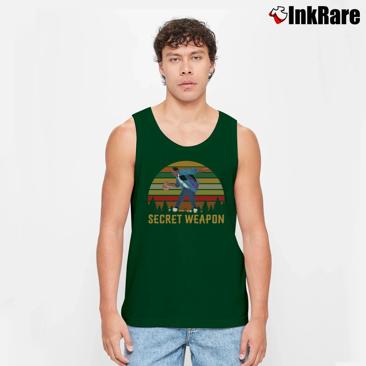 Men’s Stanley Hudson Basketball The Office Tank Top in forest green | Breathable, Active-Friendly Design