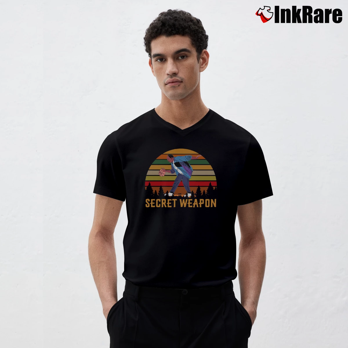 Men’s Stanley Hudson Basketball The Office V-Neck Tee in black | Sharp, Breathable, Everyday Staple