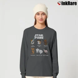 Women’s Star Paws Gift for Cat and Star Fans Cat Long-Sleeve Top in charcoal | Sleek, Versatile, All-Season