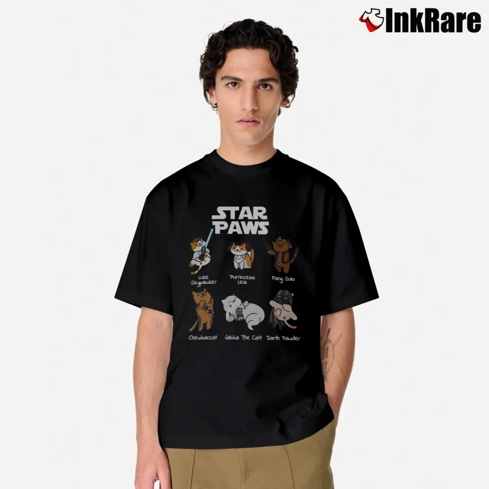 Men’s Star Paws Gift for Cat and Star Fans Cat Classic T-Shirt in black | Soft, Breathable Everyday Wear
