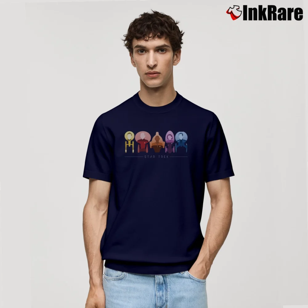 Men’s Star Trek All Captains Starfleet Spaceship Classic T-Shirt in navy | Soft, Breathable Everyday Wear