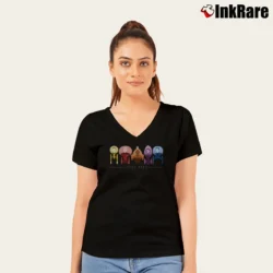 Women’s Star Trek All Captains Starfleet Spaceship V-Neck Tee in black | Chic Neckline, Soft Texture