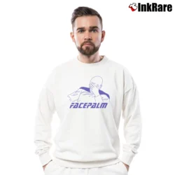 Men’s Star Trek Captain Picard Facepalm Meme Crewneck Sweatshirt in white | Cozy Fabric, Clean Style
