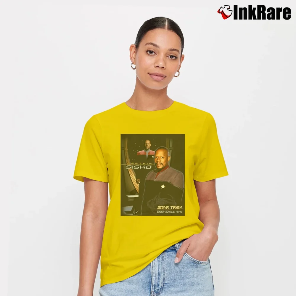 Women’s Star Trek Deep Space Nine Captain Sisko Signature T-Shirt in yellow | Soft, Flattering Fit