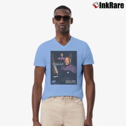 Men’s Star Trek Deep Space Nine Captain Sisko V-Neck Tee in light blue | Sharp, Breathable, Everyday Staple