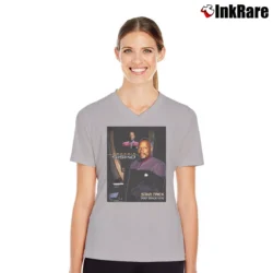 Women’s Star Trek Deep Space Nine Captain Sisko V-Neck Tee in sport grey | Chic Neckline, Soft Texture