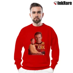 Men’s Star Trek Original Series Captain Kirk Crewneck Sweatshirt in red | Cozy Fabric, Clean Style