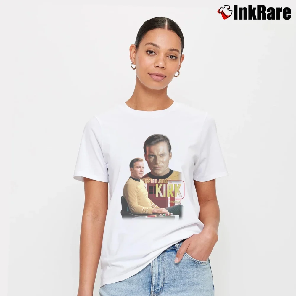 Women’s Star Trek Original Series Captain Kirk Signature T-Shirt in white | Soft, Flattering Fit
