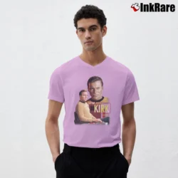Men’s Star Trek Original Series Captain Kirk V-Neck Tee in light pink | Sharp, Breathable, Everyday Staple
