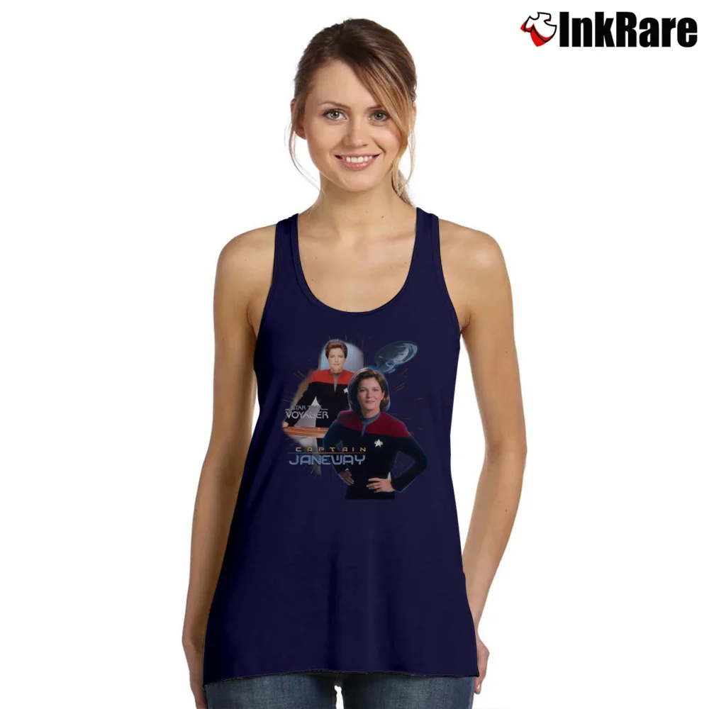 Women’s Star Trek Voyager Captain Janeway Black Tank Top in navy | Lightweight, Movement-Friendly