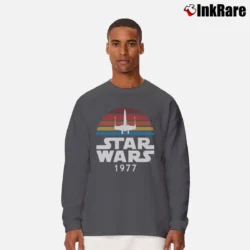 Men’s Star Wars 1977 Rainbow X - Wing Retro Logo Long-Sleeve Shirt in charcoal | Sleek, Lightweight, Year-Round Wear