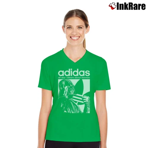 Star Wars Adidas Darth Vader Women’s V-Neck Tee in irish green – Flattering Fit Women’s Star Wars Adidas Darth Vader V-Neck Tee in irish green | Chic Neckline, Soft Texture