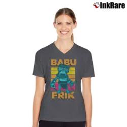 Women’s Star Wars Babu Frik Pop Art The Rise Of Skywalker V-Neck Tee in charcoal | Chic Neckline, Soft Texture