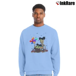 Men’s Star Wars Baby Yoda And Groot Halloween Crewneck Sweatshirt in light blue | Cozy Fabric, Clean Style
