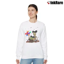 Women’s Star Wars Baby Yoda And Groot Halloween Relaxed Sweatshirt in white | Soft, Laid-Back Vibe