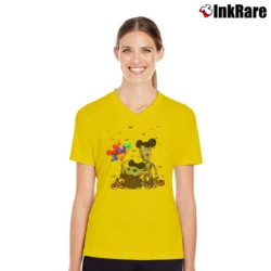 Women’s Star Wars Baby Yoda And Groot Halloween V-Neck Tee in yellow | Chic Neckline, Soft Texture