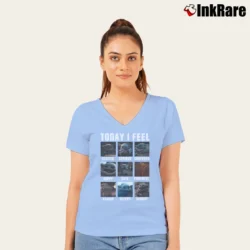 Women’s Star Wars Baby Yoda Grogu Today I Feel Mandalorian V-Neck Tee in light blue | Chic Neckline, Soft Texture