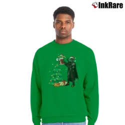 Men’s Star Wars Baby Yoda Mandalorian Christmas Crewneck Sweatshirt in irish green | Cozy Fabric, Clean Style