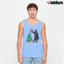 Men’s Star Wars Baby Yoda Mandalorian Christmas Tank Top in light blue | Breathable, Active-Friendly Design