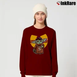 Women’s Star Wars Baby Yoda Wutang Hip Hop Mashup Long-Sleeve Top in maroon | Sleek, Versatile, All-Season