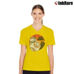 Women’s Star Wars BB8 Droid Graphic V-Neck Tee in yellow | Chic Neckline, Soft Texture