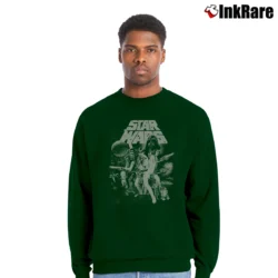 Men’s Star Wars Blue Gang Character Group Graphic Crewneck Sweatshirt in forest green | Cozy Fabric, Clean Style