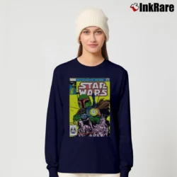 Women’s Star Wars Boba Fett Distressed Comic Cover Long-Sleeve Top in navy | Sleek, Versatile, All-Season