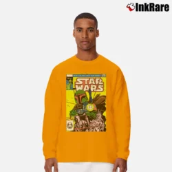 Men’s Star Wars Boba Fett Distressed Comic Cover Long-Sleeve Shirt in orange | Sleek, Lightweight, Year-Round Wear