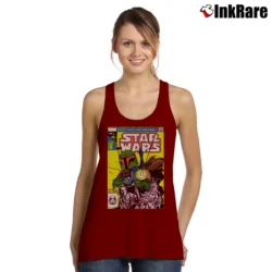 Women’s Star Wars Boba Fett Distressed Comic Cover Tank Top in maroon | Lightweight, Movement-Friendly