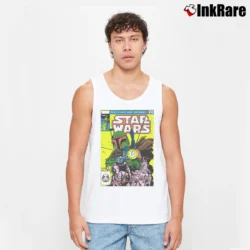 Men’s Star Wars Boba Fett Distressed Comic Cover Tank Top in white | Breathable, Active-Friendly Design