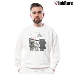 Men’s Star Wars Boba Fett It's Cold Outside Christmas Crewneck Sweatshirt in white | Cozy Fabric, Clean Style