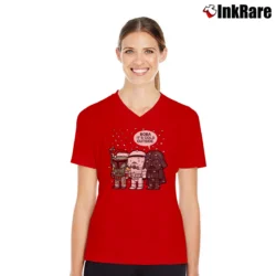 Women’s Star Wars Boba Fett It's Cold Outside Christmas V-Neck Tee in red | Chic Neckline, Soft Texture