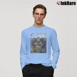 Men’s Star Wars C - 3PO Funny Movie Birthday Gift Long-Sleeve Shirt in light blue | Sleek, Lightweight, Year-Round Wear