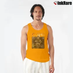 Men’s Star Wars C - 3PO Funny Movie Birthday Gift Tank Top in orange | Breathable, Active-Friendly Design