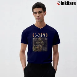 Men’s Star Wars C - 3PO Funny Movie Birthday Gift V-Neck Tee in navy | Sharp, Breathable, Everyday Staple