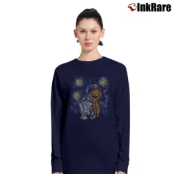Women’s Star Wars C - 3PO R2 - D2 Van Gogh Art Long-Sleeve Top in navy | Sleek, Versatile, All-Season