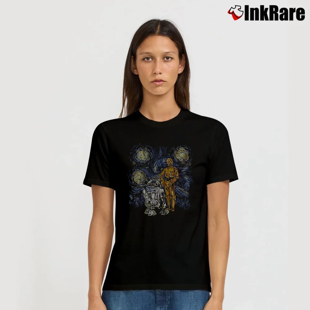 Women’s Star Wars C - 3PO R2 - D2 Van Gogh Art Signature T-Shirt in black | Soft, Flattering Fit