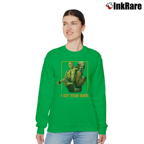 Women’s Star Wars Chewbacca And C3PO I Got Your Back Relaxed Sweatshirt in irish green | Soft, Laid-Back Vibe