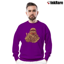 Men’s Star Wars Chewbacca Hippie Funny Graphic Crewneck Sweatshirt in purple | Cozy Fabric, Clean Style