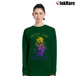 Women’s Star Wars Chewbacca Messy Hair Funny Long-Sleeve Top in forest green | Sleek, Versatile, All-Season