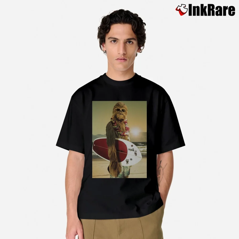 Men’s Star Wars Chewbacca Surfing Funny Cool Classic T-Shirt in black | Soft, Breathable Everyday Wear