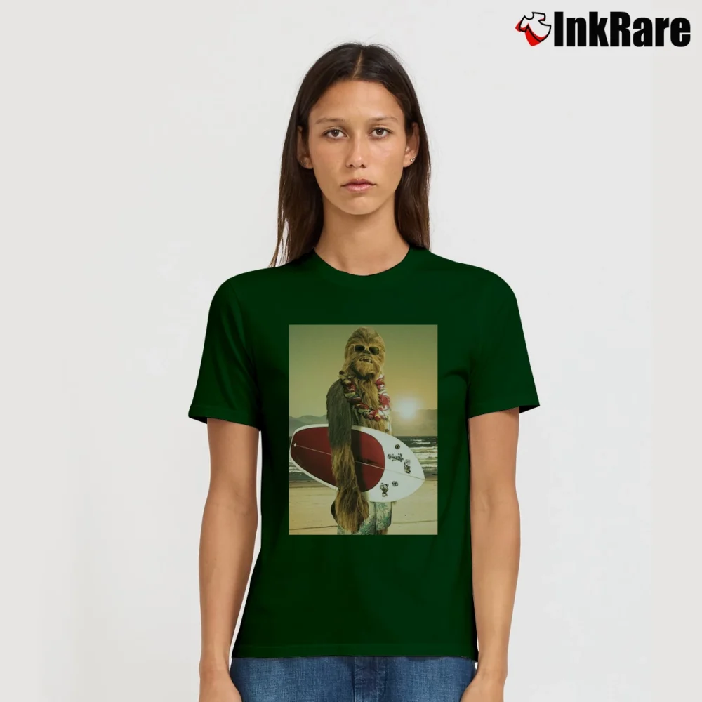 Women’s Star Wars Chewbacca Surfing Funny Cool Signature T-Shirt in forest green | Soft, Flattering Fit