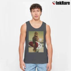 Men’s Star Wars Chewbacca Surfing Funny Cool Tank Top in charcoal | Breathable, Active-Friendly Design
