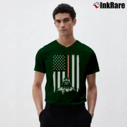 Men’s Star Wars Darth Vader American Flag Father's Day V-Neck Tee in forest green | Sharp, Breathable, Everyday Staple