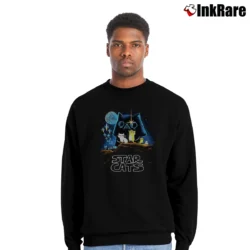 Men’s Star Wars Darth Vader Cats Mashup Crewneck Sweatshirt in black | Cozy Fabric, Clean Style