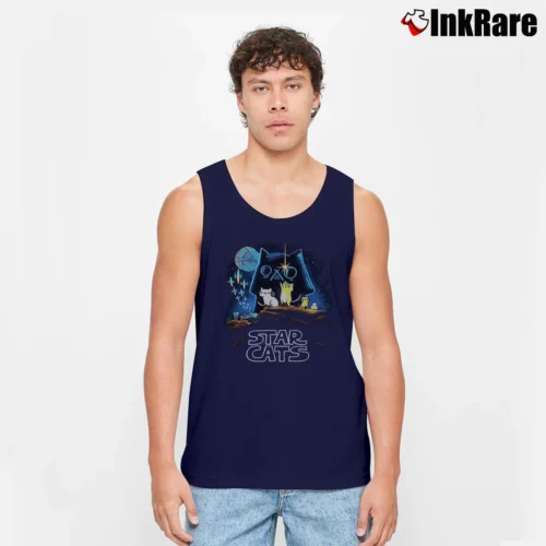 Men’s Star Wars Darth Vader Cats Mashup Tank Top in navy | Breathable, Active-Friendly Design