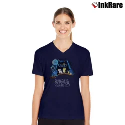 Women’s Star Wars Darth Vader Cats Mashup V-Neck Tee in navy | Chic Neckline, Soft Texture
