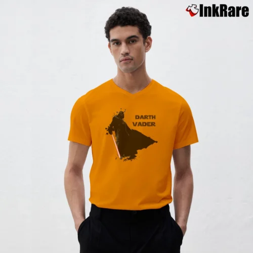 Men’s Star Wars Darth Vader Rogue One Funny V-Neck Tee in orange | Sharp, Breathable, Everyday Staple